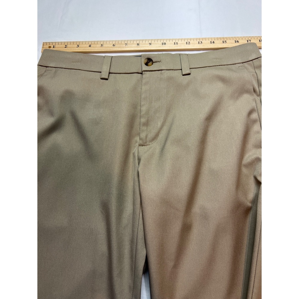 Haggar Chino Pant Men 34x32 Khaki Tan Cool Right Performance Flex Golf Slack G04 - Picture 5 of 11